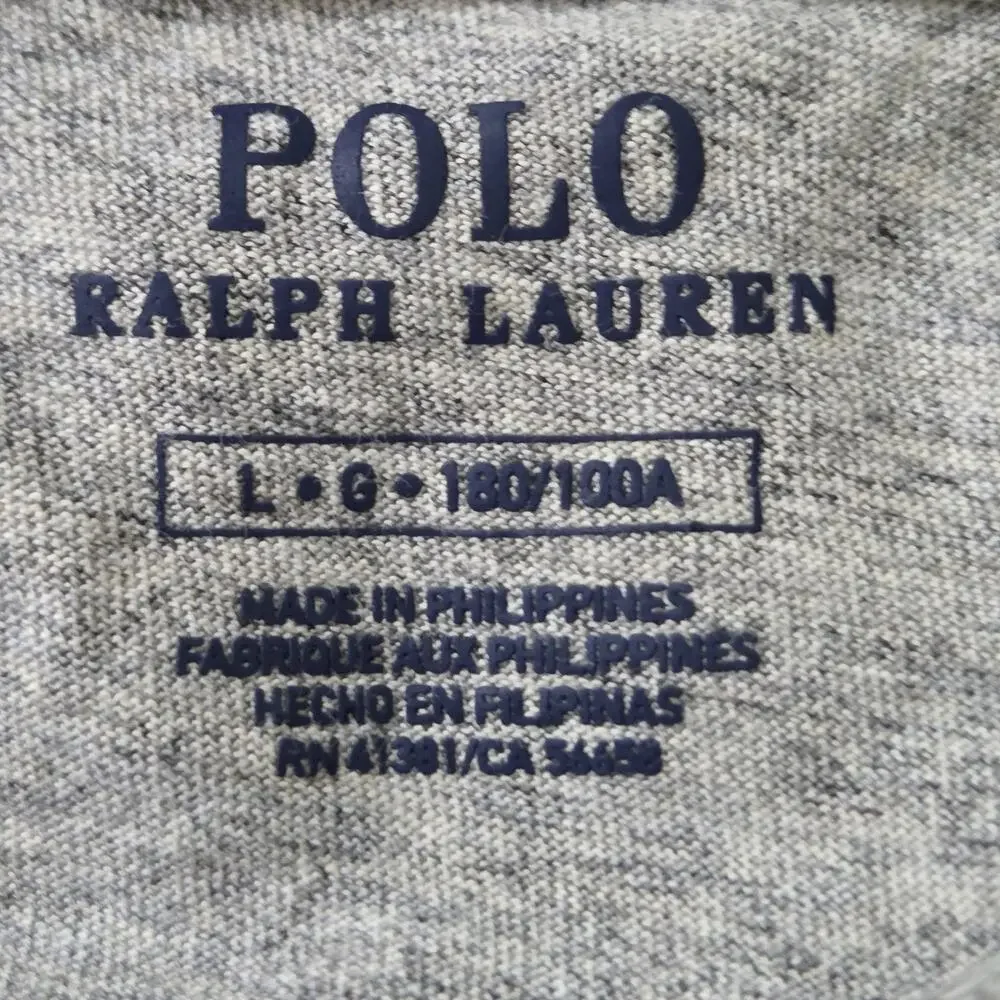 Ralph Lauren Mens Grey 1967 Polo Flag Cotton Hoodie Pullover Sweatshirt SZ L USA